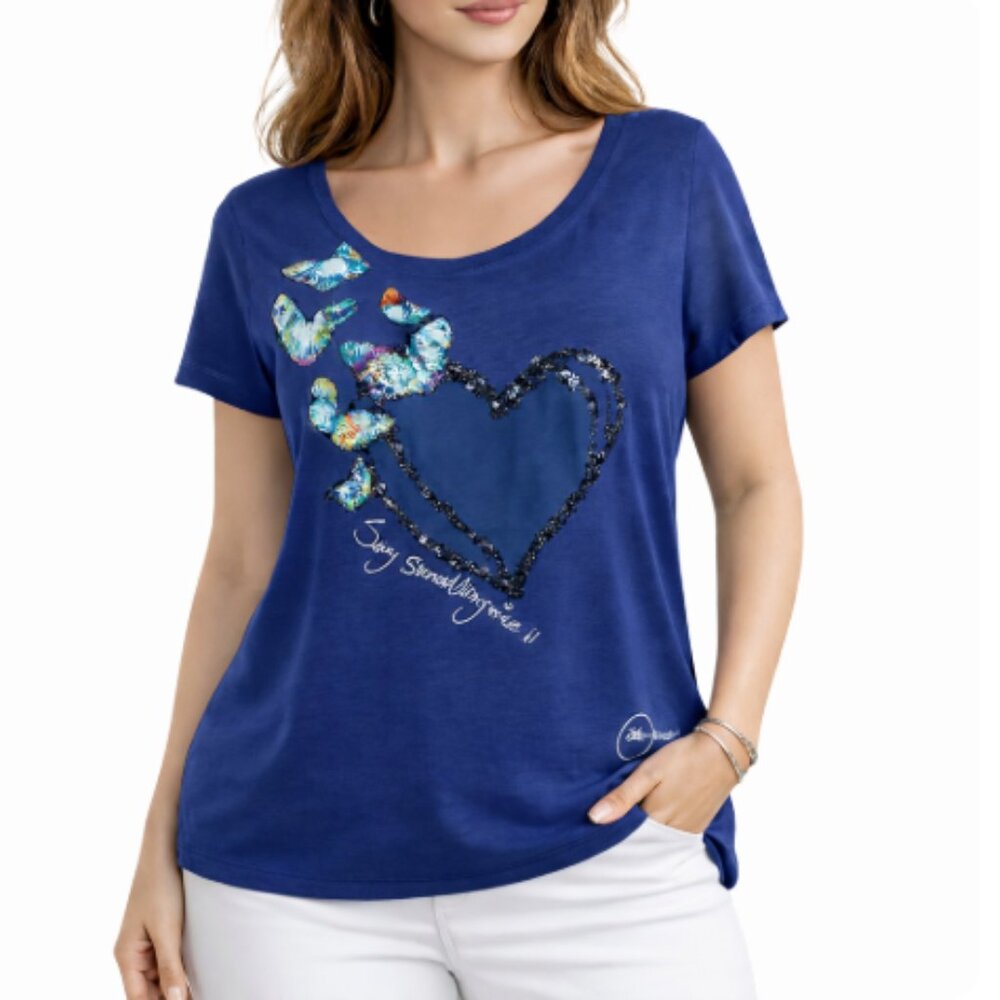 NWT Desigual Twilight Blue Short-Sleeve T-shirt Size XL